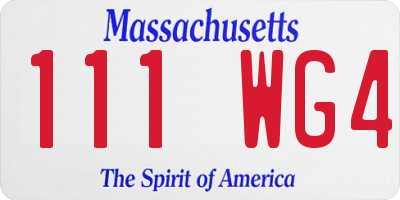 MA license plate 111WG4