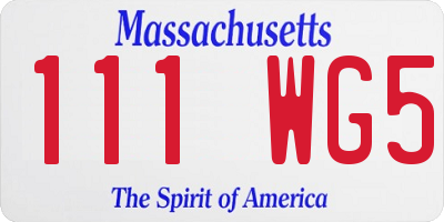 MA license plate 111WG5