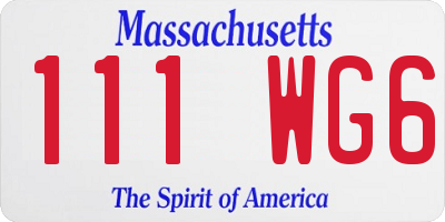 MA license plate 111WG6