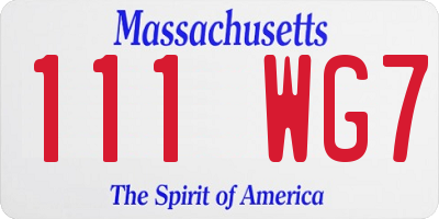 MA license plate 111WG7