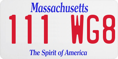 MA license plate 111WG8