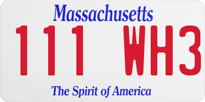 MA license plate 111WH3