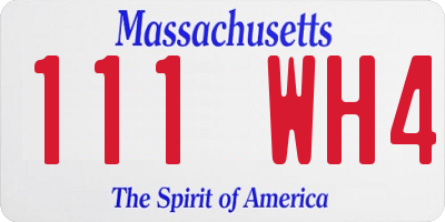 MA license plate 111WH4