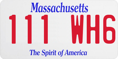 MA license plate 111WH6