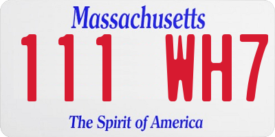 MA license plate 111WH7