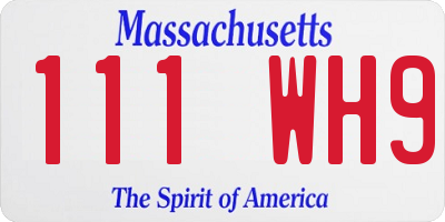 MA license plate 111WH9
