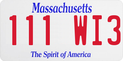 MA license plate 111WI3