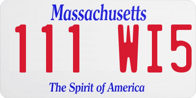 MA license plate 111WI5