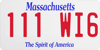 MA license plate 111WI6