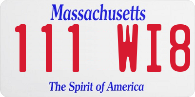 MA license plate 111WI8