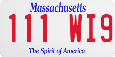 MA license plate 111WI9
