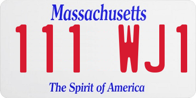 MA license plate 111WJ1