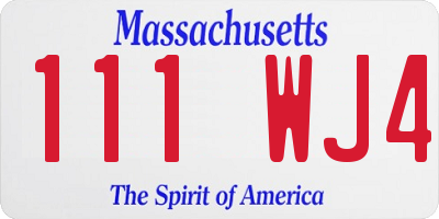 MA license plate 111WJ4