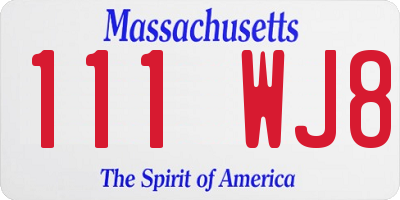 MA license plate 111WJ8