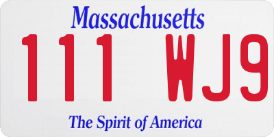 MA license plate 111WJ9