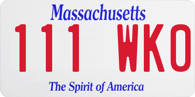 MA license plate 111WK0