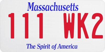 MA license plate 111WK2
