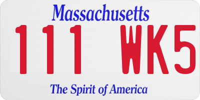 MA license plate 111WK5