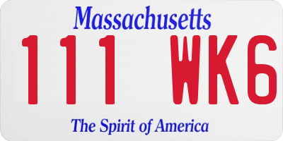 MA license plate 111WK6