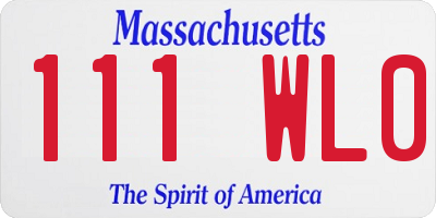 MA license plate 111WL0