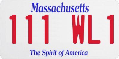 MA license plate 111WL1