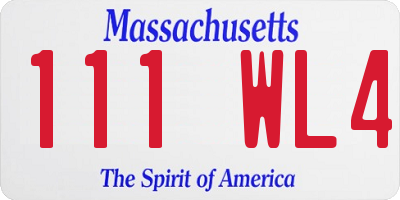 MA license plate 111WL4