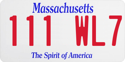 MA license plate 111WL7