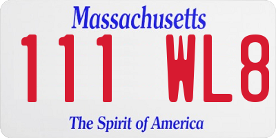 MA license plate 111WL8