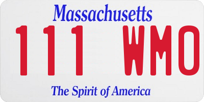 MA license plate 111WM0