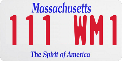 MA license plate 111WM1