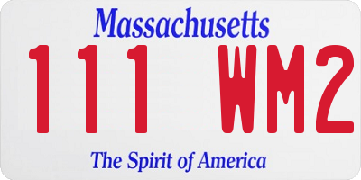 MA license plate 111WM2