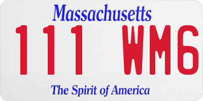 MA license plate 111WM6