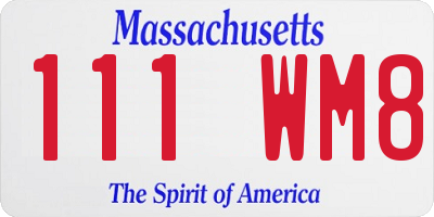 MA license plate 111WM8