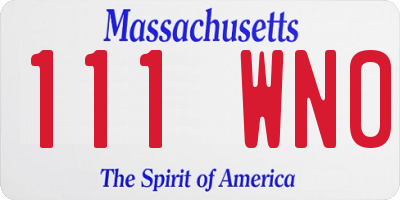 MA license plate 111WN0