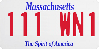 MA license plate 111WN1