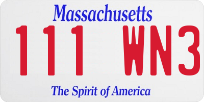 MA license plate 111WN3