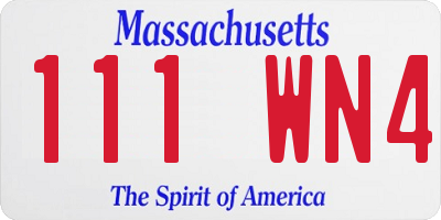 MA license plate 111WN4