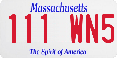 MA license plate 111WN5