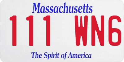 MA license plate 111WN6