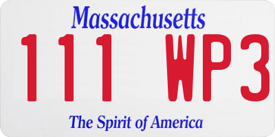 MA license plate 111WP3