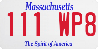 MA license plate 111WP8