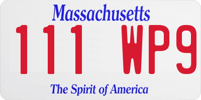 MA license plate 111WP9