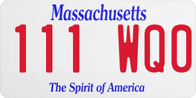 MA license plate 111WQ0