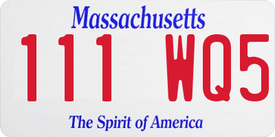 MA license plate 111WQ5