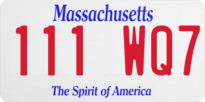 MA license plate 111WQ7