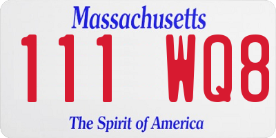MA license plate 111WQ8