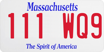MA license plate 111WQ9