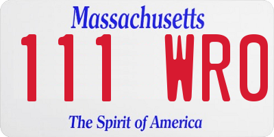 MA license plate 111WR0