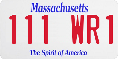 MA license plate 111WR1