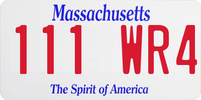 MA license plate 111WR4